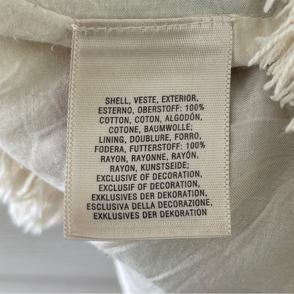 Anthropologie Holding Horses Stripe Cream Blue Fringe Shift Dress Size 4 - Picture 12 of 14